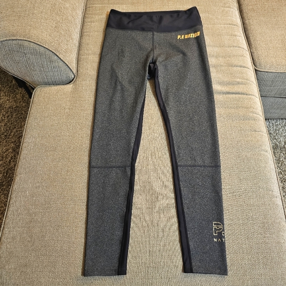 P.E. Nation Charcoal Gray Black Gym Yoga Athletic Sporty Leggings Size XL